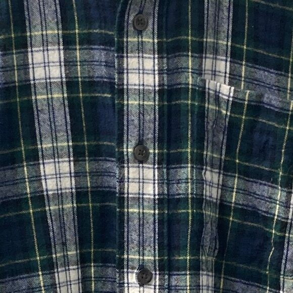 L.L. Bean Blue Green Gray Scotch Plaid Flannel Shirt Size XL Reg - Picture 3 of 7